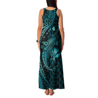Aloha Hawaii Hammerhead Shark Family Matching Tank Maxi Dress and Hawaiian Shirt Turquoise Kakau and Polynesian Tattoo LT03 - Polynesian Pride