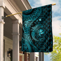 Aloha Hawaii Hammerhead Shark Garden Flag Turquoise Kakau and Polynesian Tattoo LT03 House Flag Turquoise - Polynesian Pride