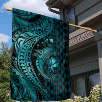 Aloha Hawaii Hammerhead Shark Garden Flag Turquoise Kakau and Polynesian Tattoo LT03 - Polynesian Pride