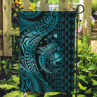 Aloha Hawaii Hammerhead Shark Garden Flag Turquoise Kakau and Polynesian Tattoo LT03 Garden Flag Turquoise - Polynesian Pride