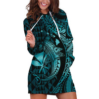 Aloha Hawaii Hammerhead Shark Hoodie Dress Turquoise Kakau and Polynesian Tattoo LT03 Turquoise - Polynesian Pride