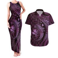 Aloha Hawaii Hammerhead Shark Couples Matching Tank Maxi Dress and Hawaiian Shirt Purple Kakau and Polynesian Tattoo LT03 Purple - Polynesian Pride