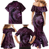 Aloha Hawaii Hammerhead Shark Family Matching Mermaid Dress and Hawaiian Shirt Purple Kakau and Polynesian Tattoo LT03 - Polynesian Pride