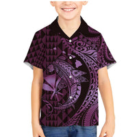 Aloha Hawaii Hammerhead Shark Family Matching Mermaid Dress and Hawaiian Shirt Purple Kakau and Polynesian Tattoo LT03 Son's Shirt Purple - Polynesian Pride