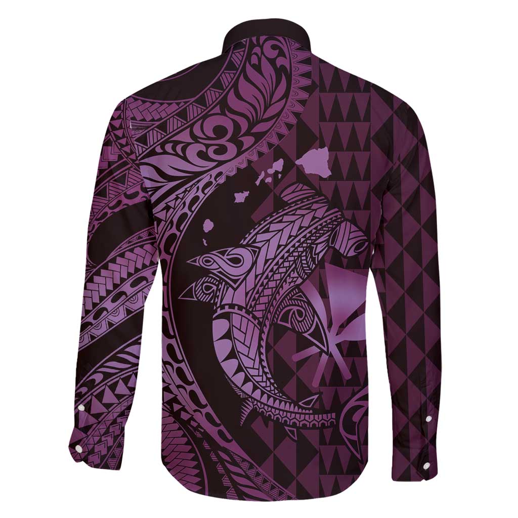 Aloha Hawaii Hammerhead Shark Family Matching Summer Maxi Dress and Hawaiian Shirt Purple Kakau and Polynesian Tattoo LT03 - Polynesian Pride