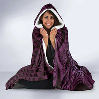Aloha Hawaii Hammerhead Shark Hooded Blanket Purple Kakau and Polynesian Tattoo LT03