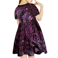 Aloha Hawaii Hammerhead Shark Kid Short Sleeve Dress Purple Kakau and Polynesian Tattoo LT03 - Polynesian Pride