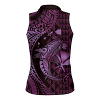 Aloha Hawaii Hammerhead Shark Women Sleeveless Polo Shirt Purple Kakau and Polynesian Tattoo LT03 - Polynesian Pride
