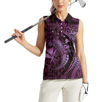 Aloha Hawaii Hammerhead Shark Women Sleeveless Polo Shirt Purple Kakau and Polynesian Tattoo LT03 - Polynesian Pride