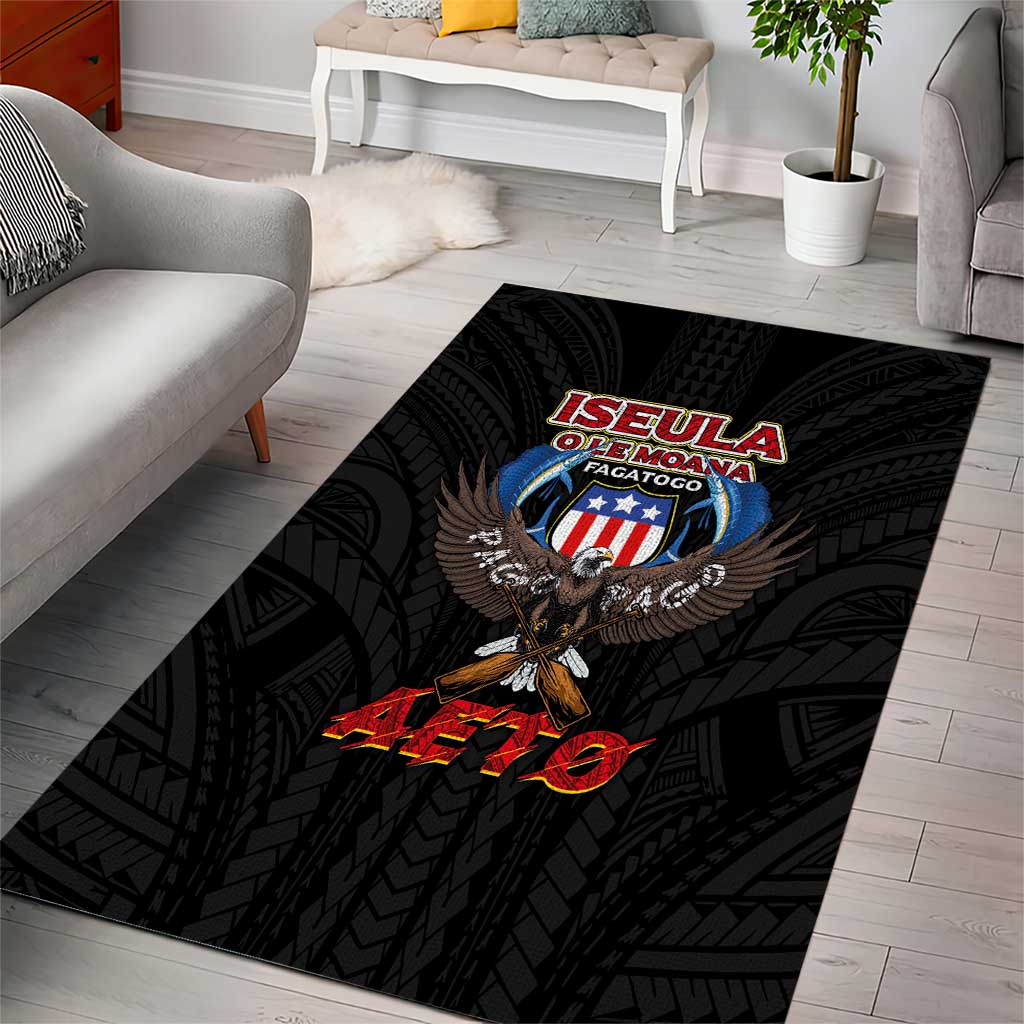American Samoa Fautasi Area Rug Pago Pago Aeto and Iseula o le Moana of Fagatogo Black Color LT03 - Polynesian Pride