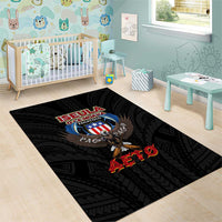 American Samoa Fautasi Area Rug Pago Pago Aeto and Iseula o le Moana of Fagatogo Black Color LT03 - Polynesian Pride