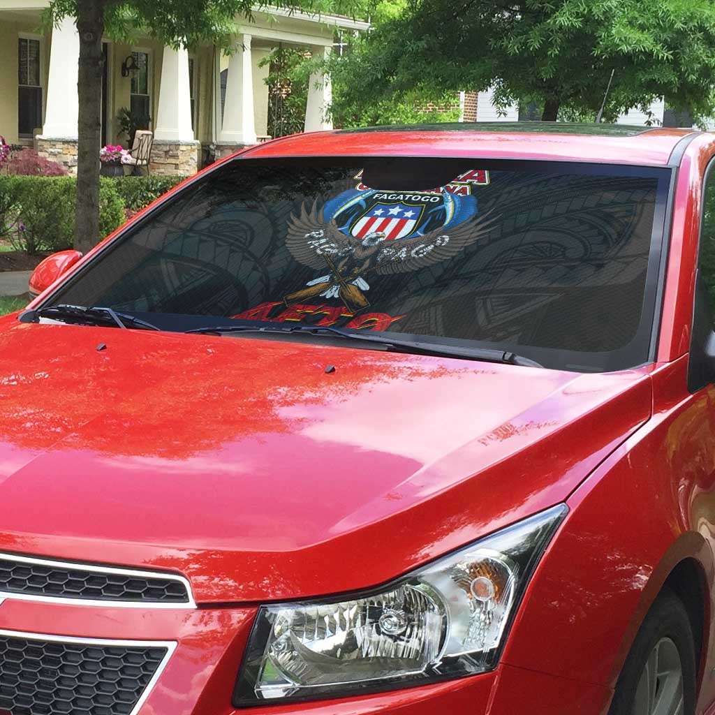 American Samoa Fautasi Auto Sun Shade Pago Pago Aeto and Iseula o le Moana of Fagatogo Black Color LT03 - Polynesian Pride