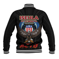 American Samoa Fautasi Baseball Jacket Pago Pago Aeto and Iseula o le Moana of Fagatogo Black Color LT03 - Polynesian Pride