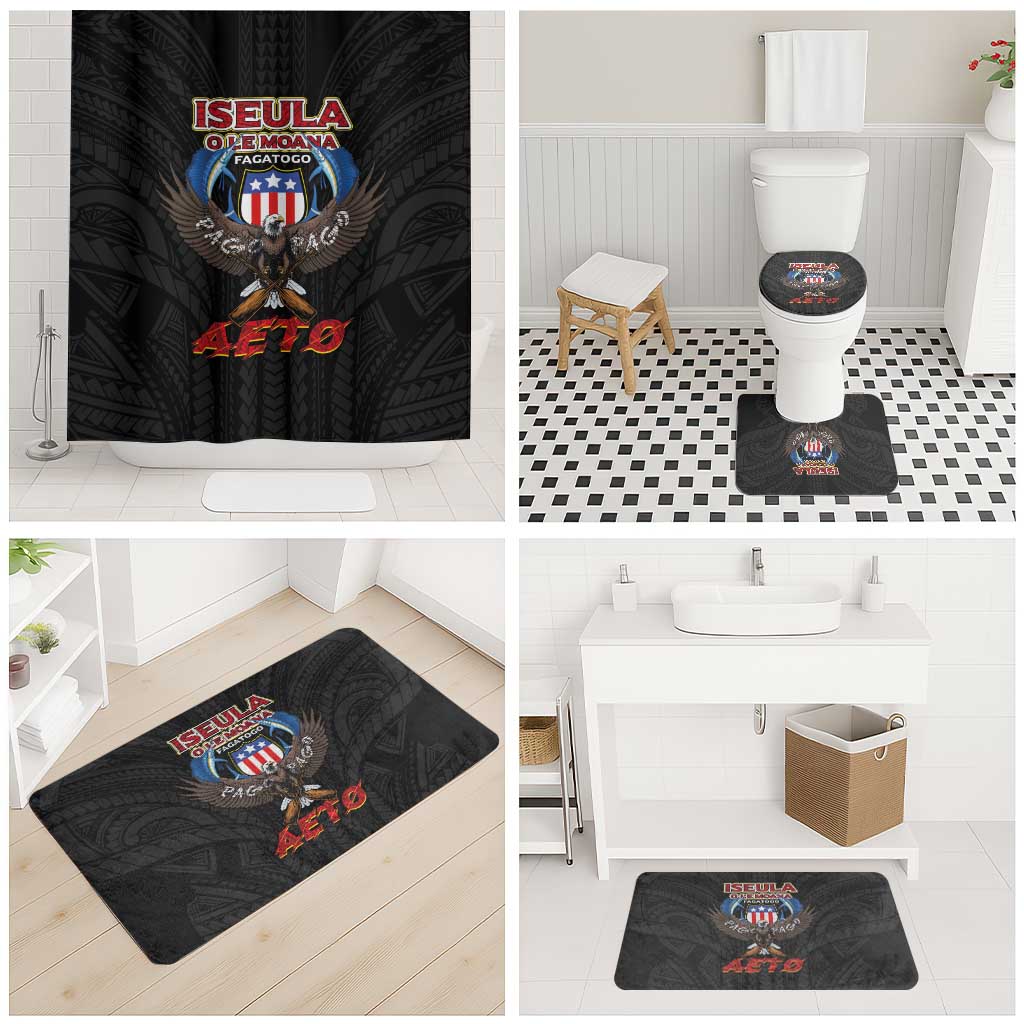 American Samoa Fautasi Bathroom Set Pago Pago Aeto and Iseula o le Moana of Fagatogo Black Color LT03 - Polynesian Pride