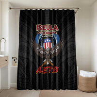 American Samoa Fautasi Bathroom Set Pago Pago Aeto and Iseula o le Moana of Fagatogo Black Color LT03 Shower Curtain Only Black - Polynesian Pride