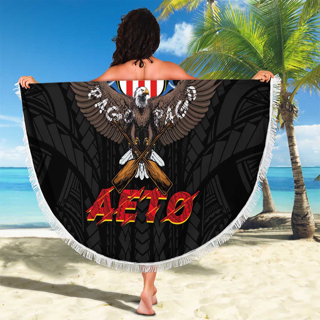 American Samoa Fautasi Beach Blanket Pago Pago Aeto and Iseula o le Moana of Fagatogo Black Color LT03 - Polynesian Pride