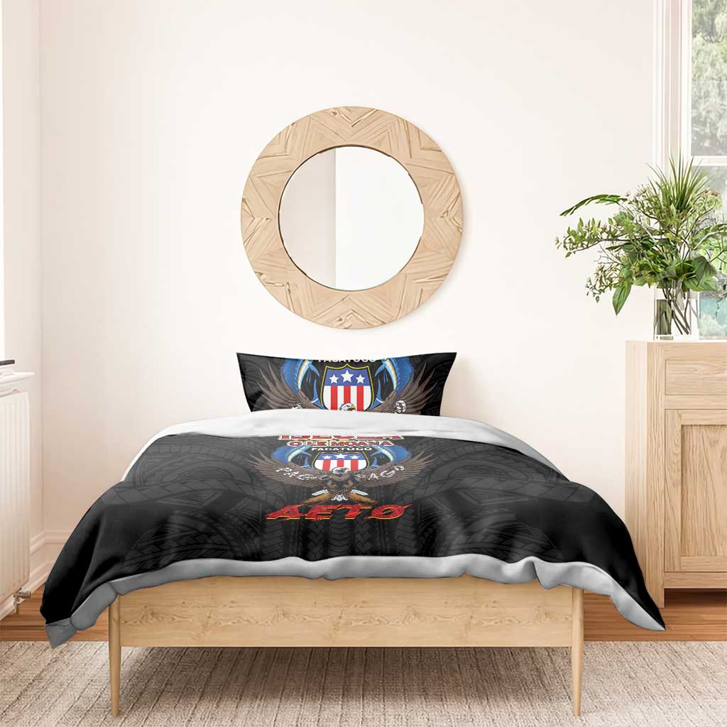 American Samoa Fautasi Bedding Set Pago Pago Aeto and Iseula o le Moana of Fagatogo Black Color LT03 - Polynesian Pride