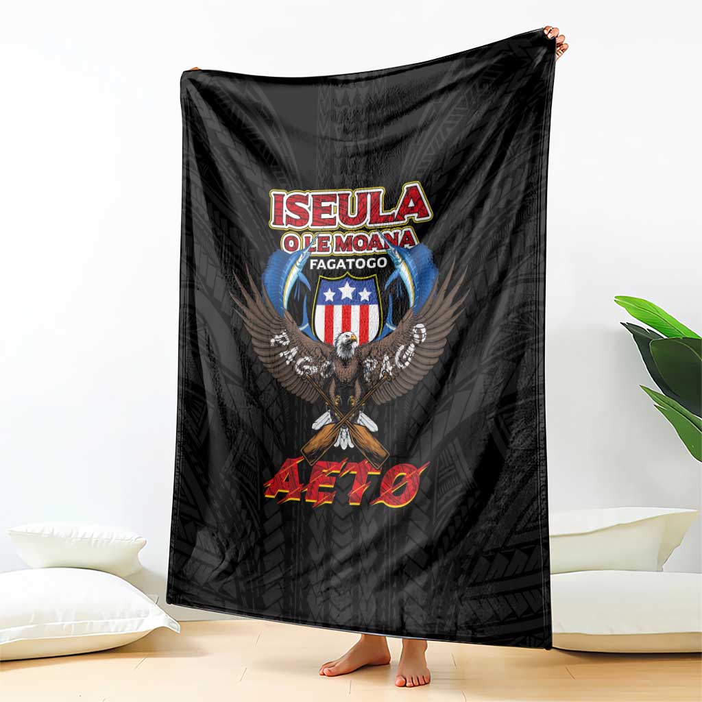 American Samoa Fautasi Blanket Pago Pago Aeto and Iseula o le Moana of Fagatogo Black Color LT03 - Polynesian Pride