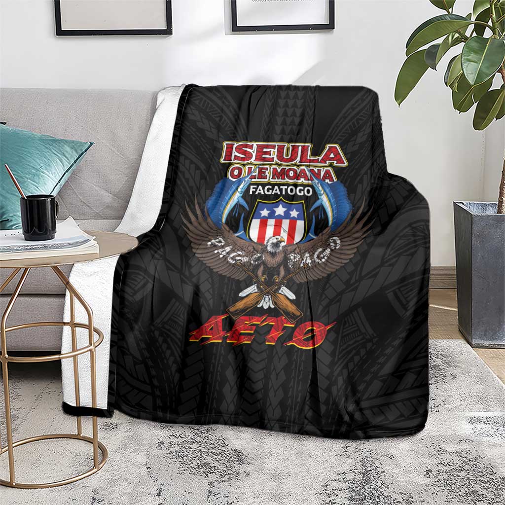 American Samoa Fautasi Blanket Pago Pago Aeto and Iseula o le Moana of Fagatogo Black Color LT03 - Polynesian Pride