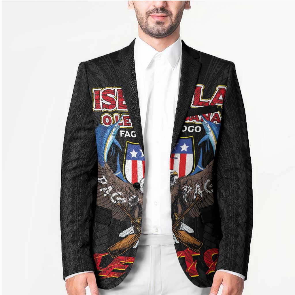 American Samoa Fautasi Blazer Pago Pago Aeto and Iseula o le Moana of Fagatogo Black Color LT03 - Polynesian Pride