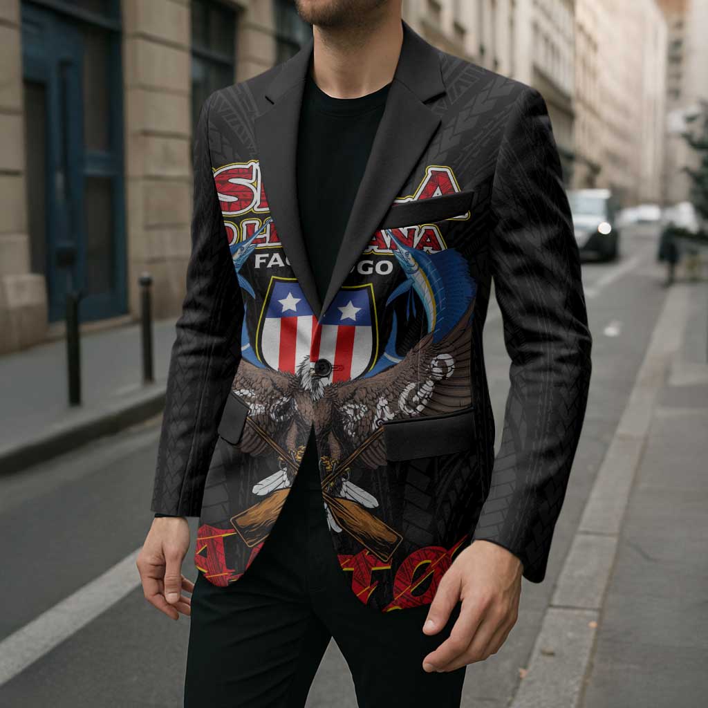 American Samoa Fautasi Blazer Pago Pago Aeto and Iseula o le Moana of Fagatogo Black Color LT03 - Polynesian Pride