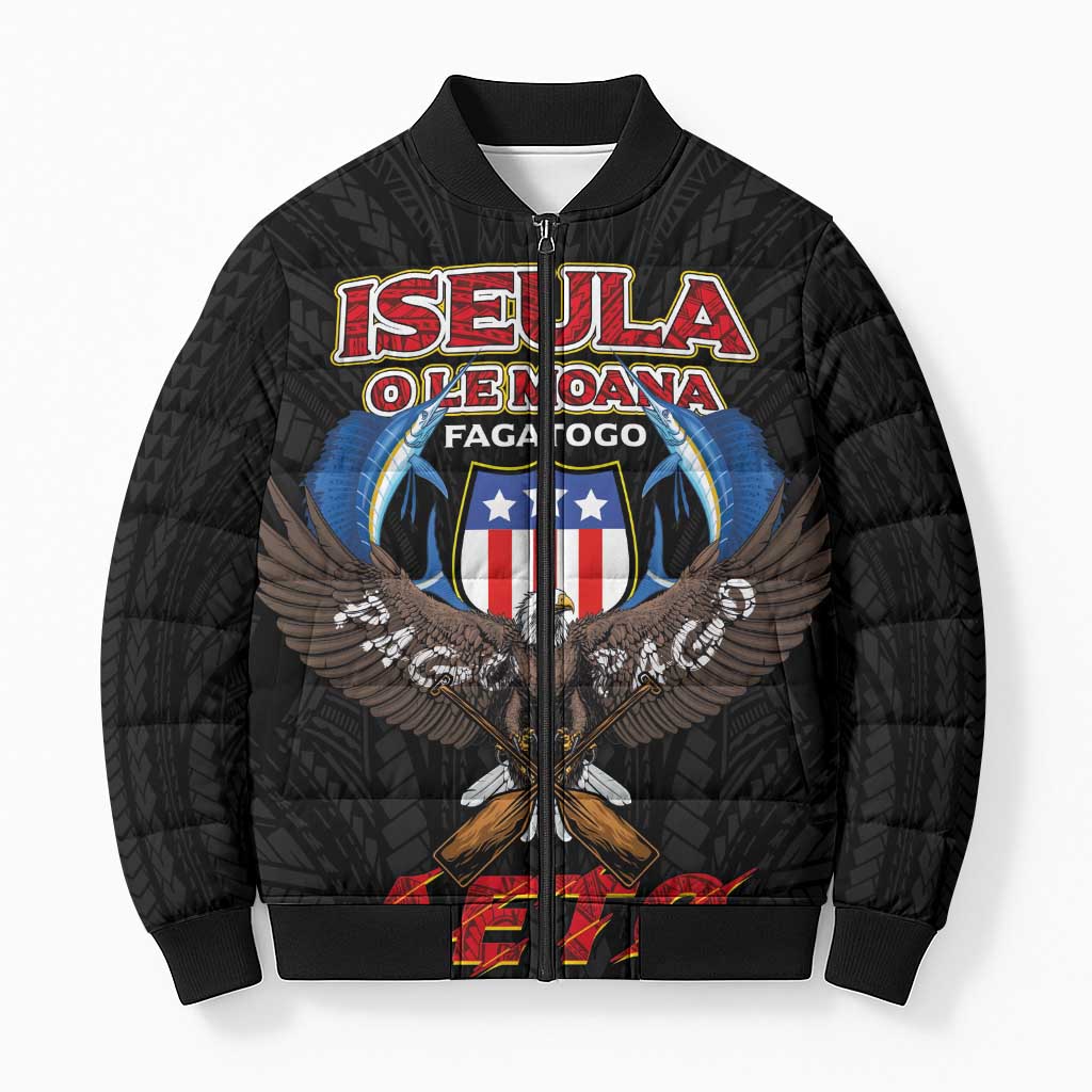 American Samoa Fautasi Bomber Puffer Jacket Pago Pago Aeto and Iseula o le Moana of Fagatogo Black Color LT03 Unisex Black - Polynesian Pride