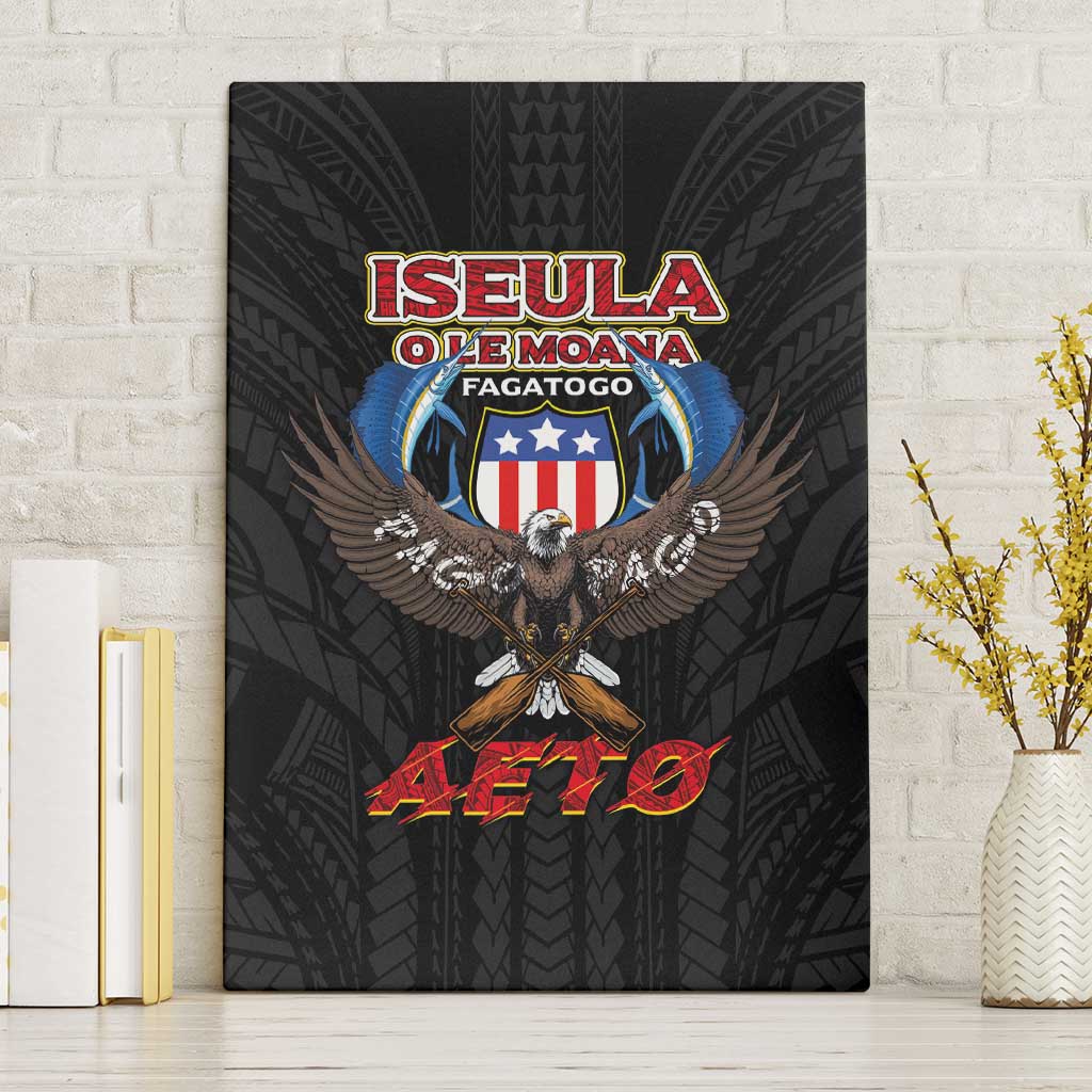 American Samoa Fautasi Canvas Wall Art Pago Pago Aeto and Iseula o le Moana of Fagatogo Black Color LT03 Without Frame Black - Polynesian Pride