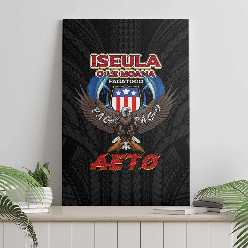 American Samoa Fautasi Canvas Wall Art Pago Pago Aeto and Iseula o le Moana of Fagatogo Black Color LT03 - Polynesian Pride
