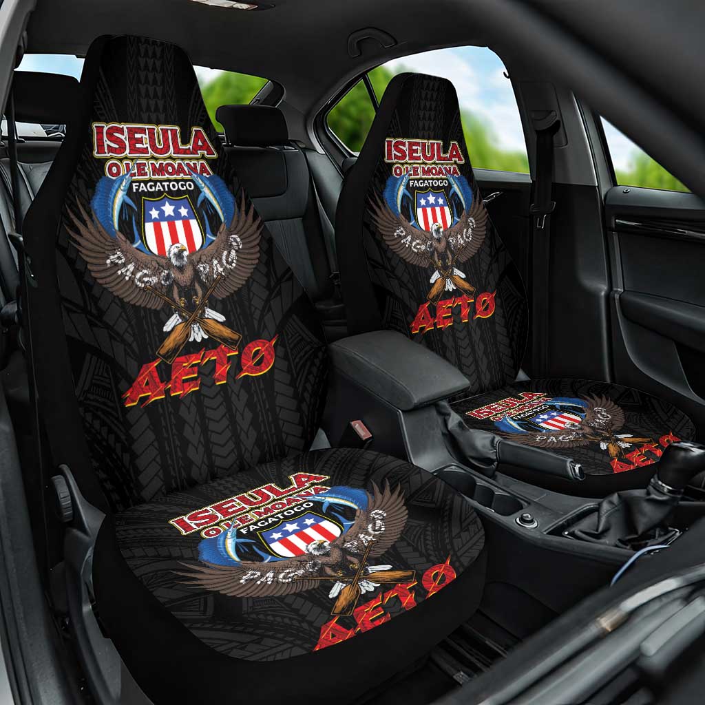American Samoa Fautasi Car Seat Cover Pago Pago Aeto and Iseula o le Moana of Fagatogo Black Color LT03 One Size Black - Polynesian Pride