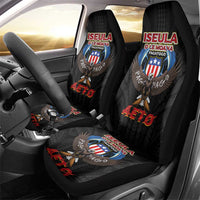 American Samoa Fautasi Car Seat Cover Pago Pago Aeto and Iseula o le Moana of Fagatogo Black Color LT03 - Polynesian Pride