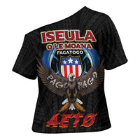 American Samoa Fautasi Cross Shoulder Shirt Pago Pago Aeto and Iseula o le Moana of Fagatogo Black Color LT03 - Polynesian Pride