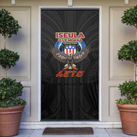 American Samoa Fautasi Door Cover Pago Pago Aeto and Iseula o le Moana of Fagatogo Black Color LT03 Black - Polynesian Pride