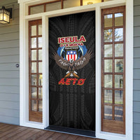 American Samoa Fautasi Door Cover Pago Pago Aeto and Iseula o le Moana of Fagatogo Black Color LT03 - Polynesian Pride
