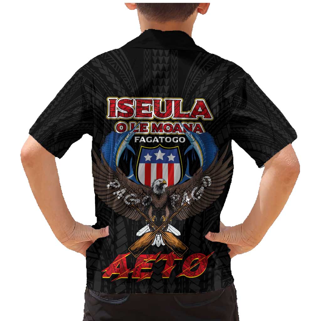 American Samoa Fautasi Family Matching Mermaid Dress and Hawaiian Shirt Pago Pago Aeto and Iseula o le Moana of Fagatogo Black Color LT03 - Polynesian Pride