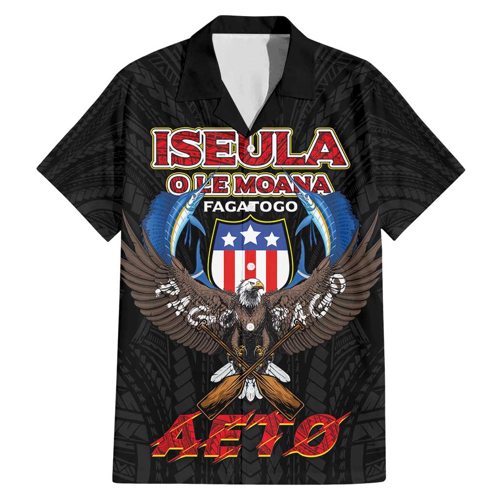 American Samoa Fautasi Family Matching Mermaid Dress and Hawaiian Shirt Pago Pago Aeto and Iseula o le Moana of Fagatogo Black Color LT03 Dad's Shirt - Short Sleeve Black - Polynesian Pride