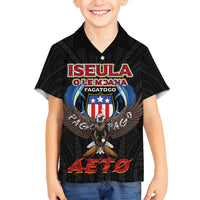 American Samoa Fautasi Family Matching Off Shoulder Maxi Dress and Hawaiian Shirt Pago Pago Aeto and Iseula o le Moana of Fagatogo Black Color LT03 Son's Shirt Black - Polynesian Pride