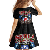 American Samoa Fautasi Family Matching Off Shoulder Short Dress and Hawaiian Shirt Pago Pago Aeto and Iseula o le Moana of Fagatogo Black Color LT03 - Polynesian Pride