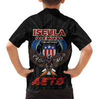 American Samoa Fautasi Family Matching Short Sleeve Bodycon Dress and Hawaiian Shirt Pago Pago Aeto and Iseula o le Moana of Fagatogo Black Color LT03 - Polynesian Pride