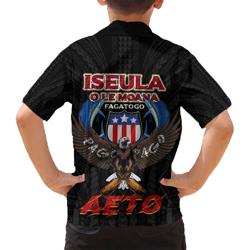 American Samoa Fautasi Family Matching Tank Maxi Dress and Hawaiian Shirt Pago Pago Aeto and Iseula o le Moana of Fagatogo Black Color LT03 - Polynesian Pride