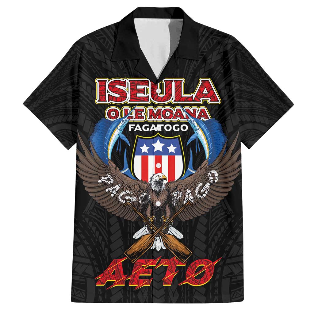 American Samoa Fautasi Family Matching Tank Maxi Dress and Hawaiian Shirt Pago Pago Aeto and Iseula o le Moana of Fagatogo Black Color LT03 Dad's Shirt - Short Sleeve Black - Polynesian Pride