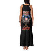 American Samoa Fautasi Family Matching Tank Maxi Dress and Hawaiian Shirt Pago Pago Aeto and Iseula o le Moana of Fagatogo Black Color LT03 - Polynesian Pride
