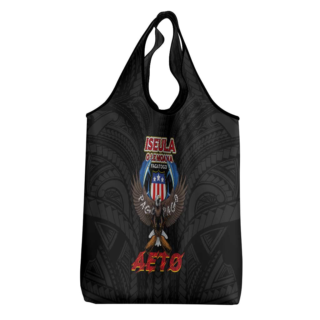 American Samoa Fautasi Grocery Bag Pago Pago Aeto and Iseula o le Moana of Fagatogo Black Color LT03 - Polynesian Pride