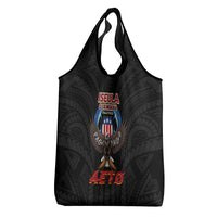 American Samoa Fautasi Grocery Bag Pago Pago Aeto and Iseula o le Moana of Fagatogo Black Color LT03 - Polynesian Pride
