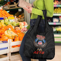 American Samoa Fautasi Grocery Bag Pago Pago Aeto and Iseula o le Moana of Fagatogo Black Color LT03 - Polynesian Pride