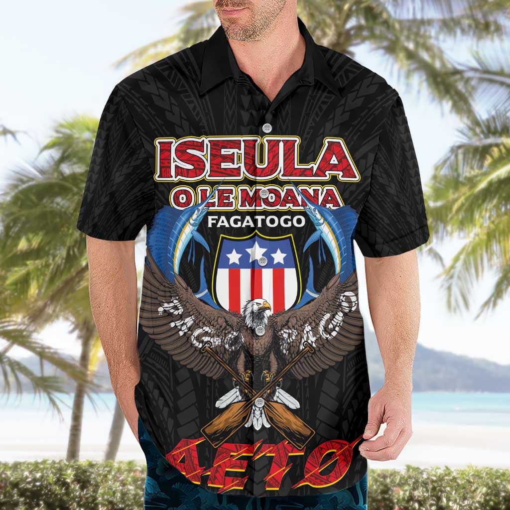 American Samoa Fautasi Hawaiian Shirt Pago Pago Aeto and Iseula o le Moana of Fagatogo Black Color LT03 - Polynesian Pride