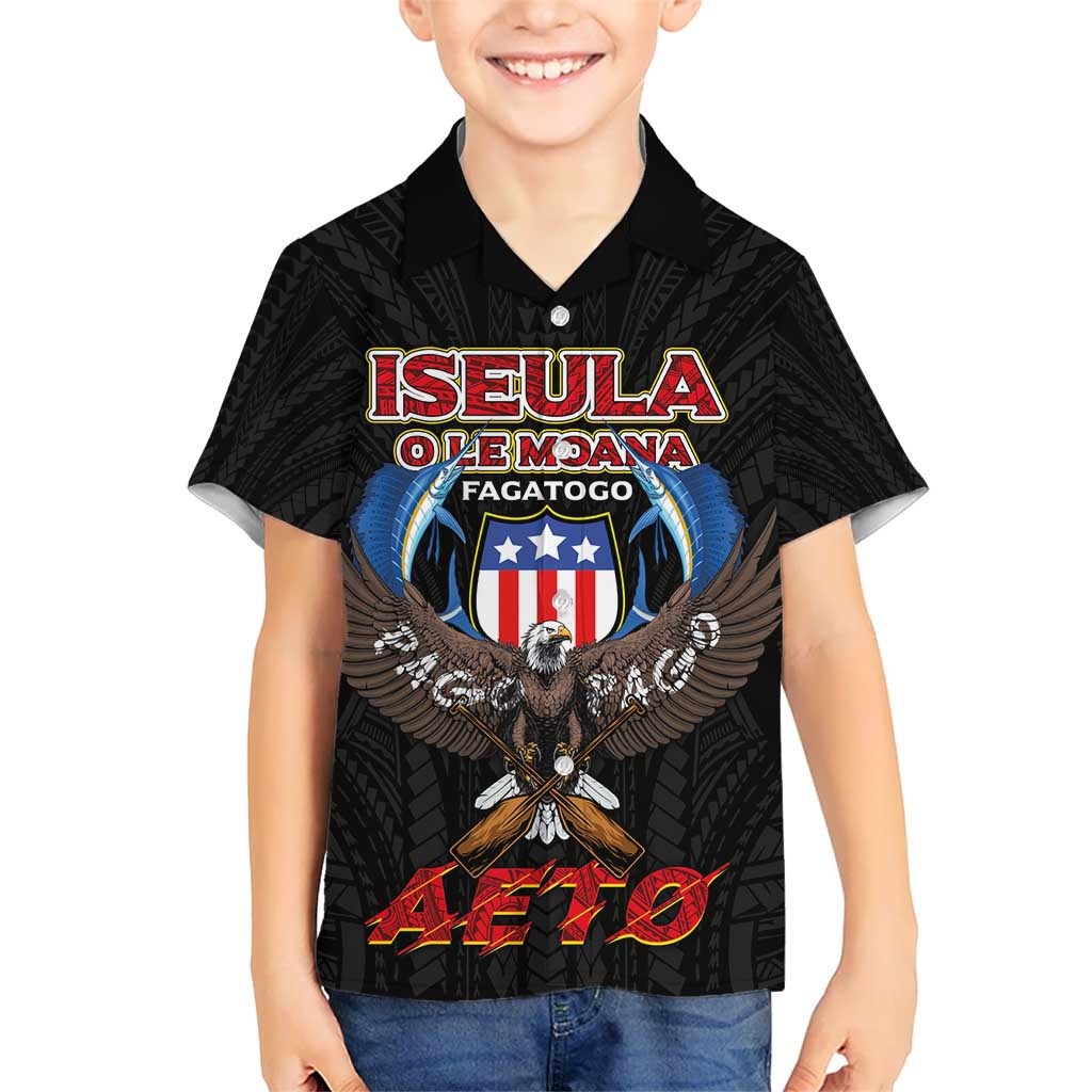 American Samoa Fautasi Hawaiian Shirt Pago Pago Aeto and Iseula o le Moana of Fagatogo Black Color LT03 - Polynesian Pride