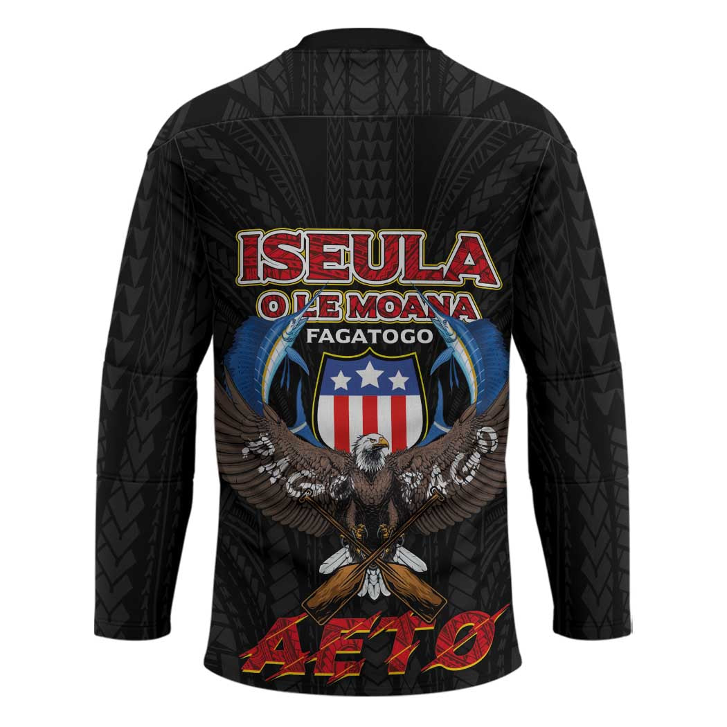 American Samoa Fautasi Hockey Jersey Pago Pago Aeto and Iseula o le Moana of Fagatogo Black Color LT03 - Polynesian Pride