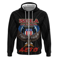 American Samoa Fautasi Hoodie Pago Pago Aeto and Iseula o le Moana of Fagatogo Black Color LT03 Zip Hoodie Black - Polynesian Pride