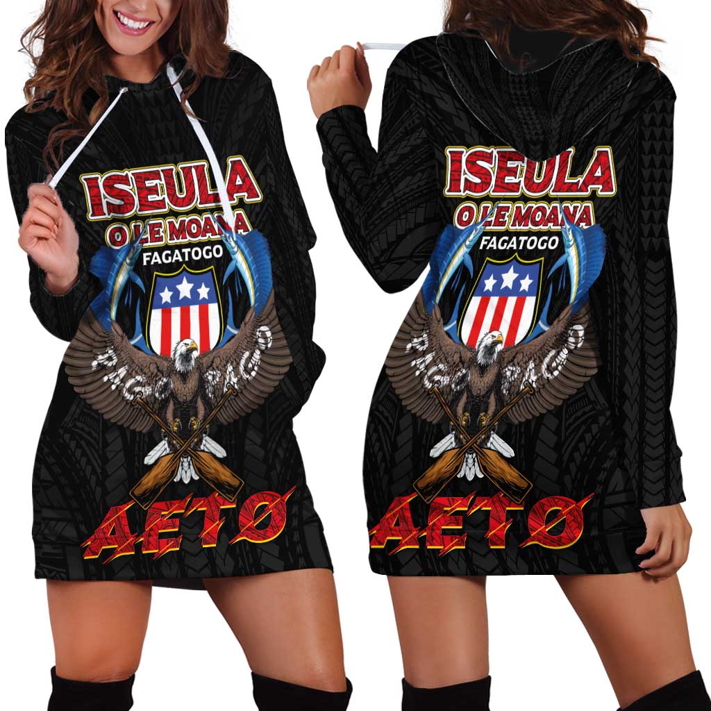 American Samoa Fautasi Hoodie Dress Pago Pago Aeto and Iseula o le Moana of Fagatogo Black Color LT03 - Polynesian Pride