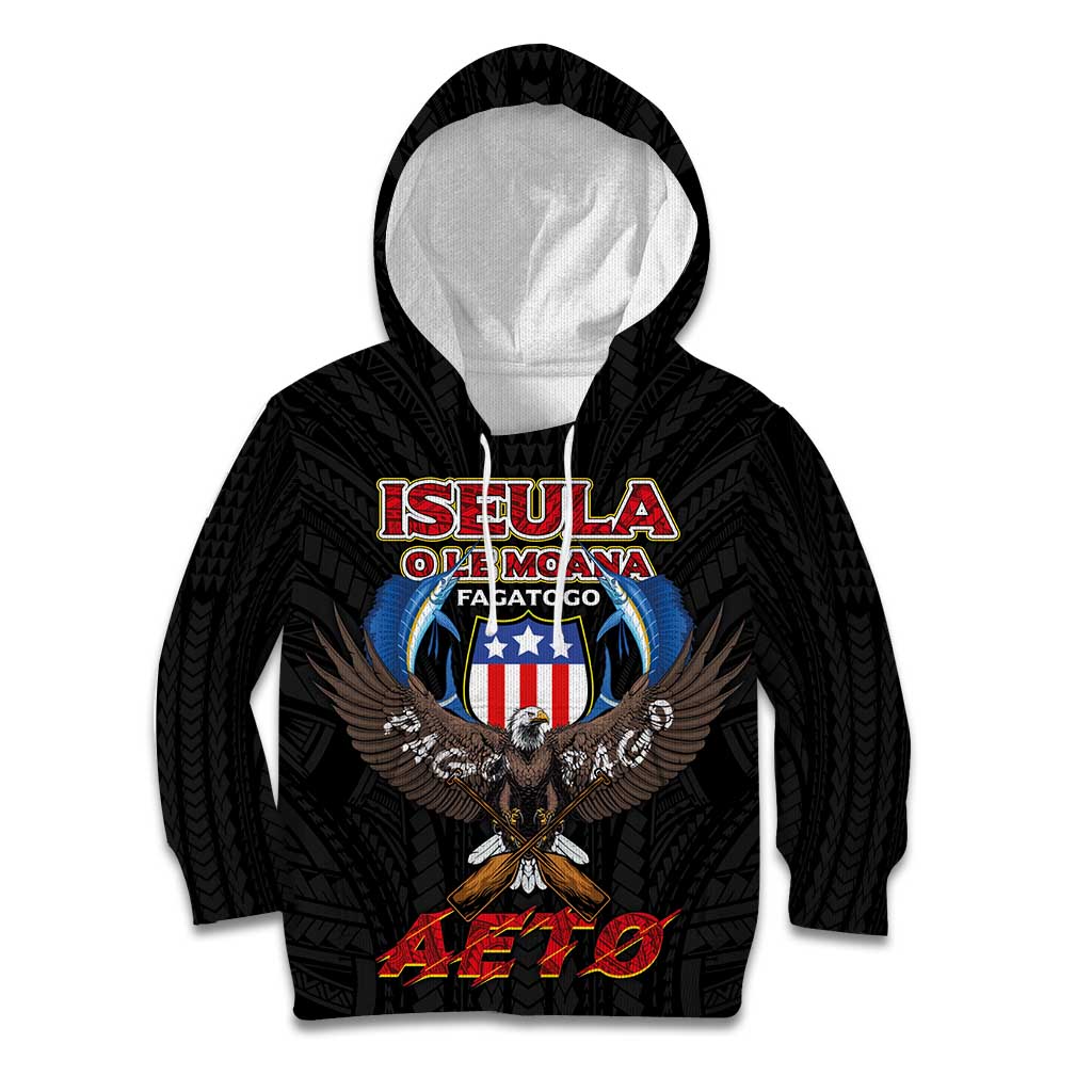 American Samoa Fautasi Kid Hoodie Pago Pago Aeto and Iseula o le Moana of Fagatogo Black Color LT03 Hoodie Black - Polynesian Pride